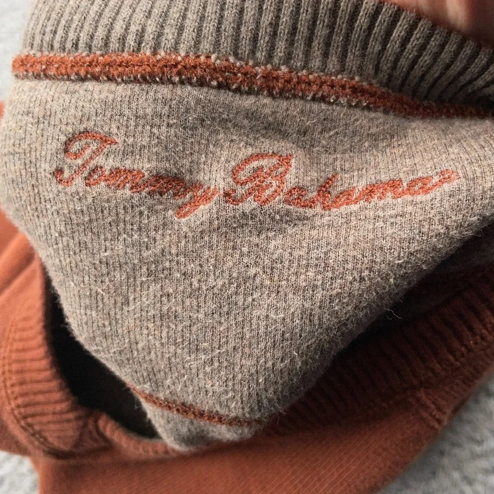 Tommy Bahama Sweater Mens XL Orange V Neck Pullover Cotton Sweatshirt Casual
